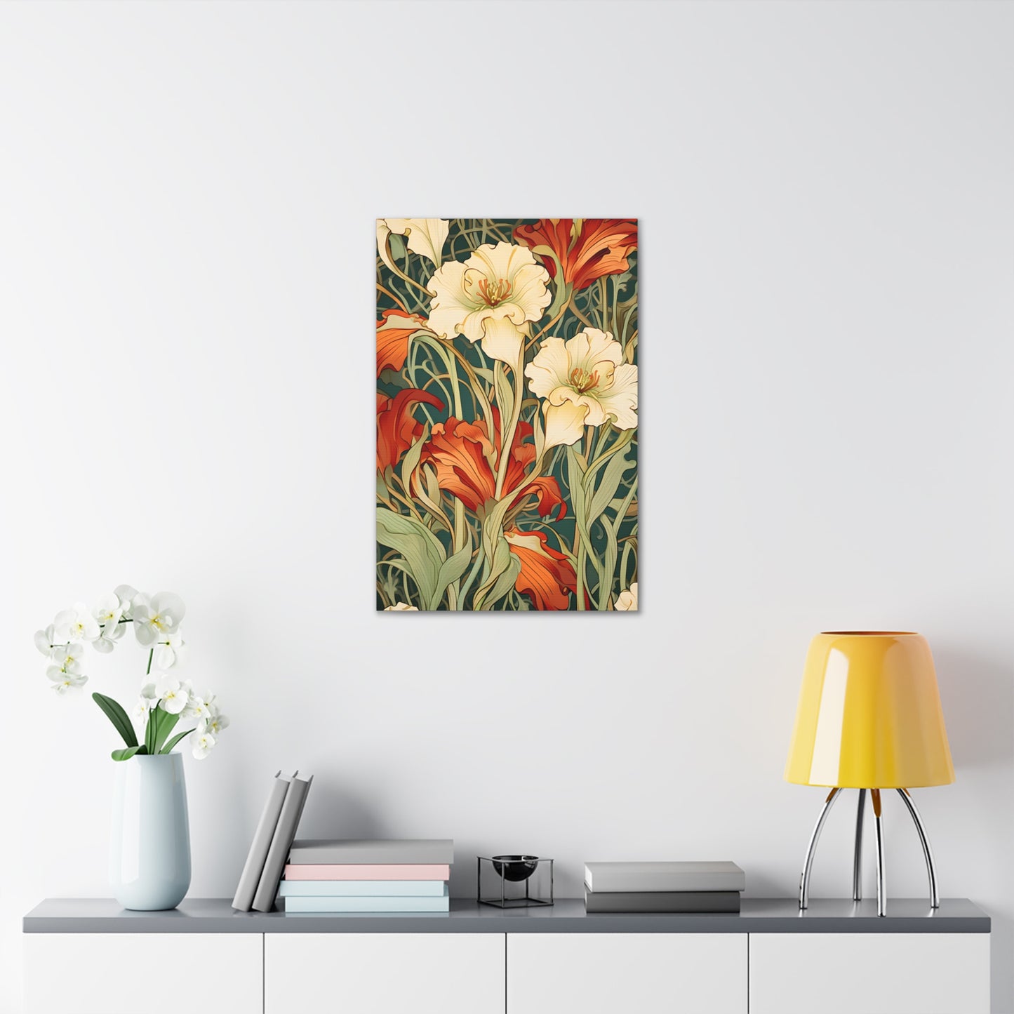 Premium Art Nouveau Floral Canvas Print - Perfect for Craftsman Style Homes