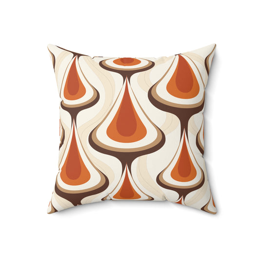 Mid Century Modern Teardrop shapes - Burnt Orange, Tan, Brown, Double-Sided Pillow - Faux Suede Square Pillow