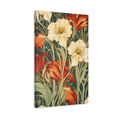 Premium Art Nouveau Floral Canvas Print - Perfect for Craftsman Style Homes