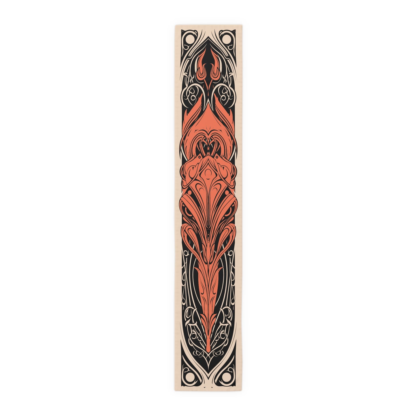 Art Nouveau Fox Table Runner: Mission Style, FLW Inspired, Mucha Art, Bungalow, Minimalist Cotton.