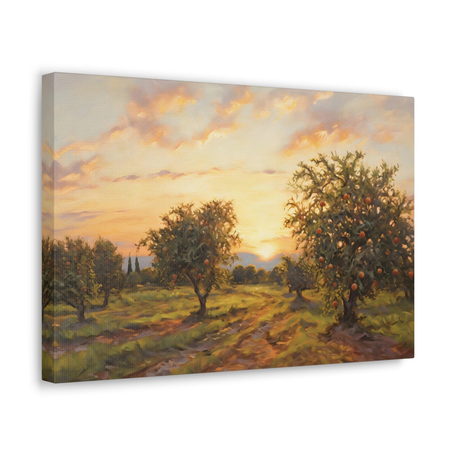 Enchanting Apple Orchard Canvas Art - Digital Oil Painting Artwork - Perfect for Craftsman Style Homes