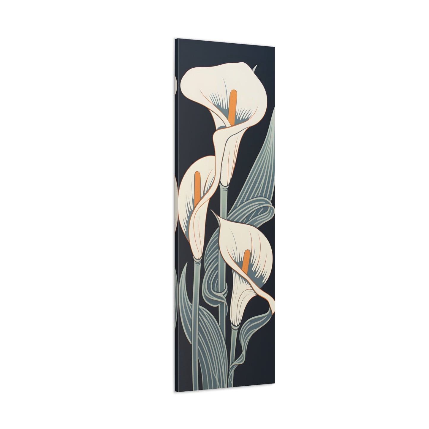 Premium Art Nouveau Style Vertical Tall Cala Lily Canvas Art Print - Perfect for Craftsman Style Homes