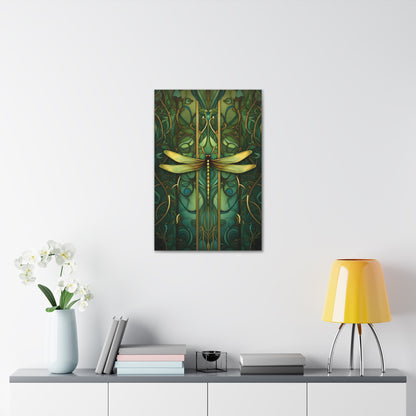 Premium Art Nouveau Style Dragonfly Canvas Art Print - Perfect for Craftsman Style Homes