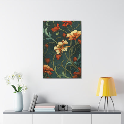 Premium Art Nouveau Style Floral Canvas Print - Perfect for Craftsman Style Homes