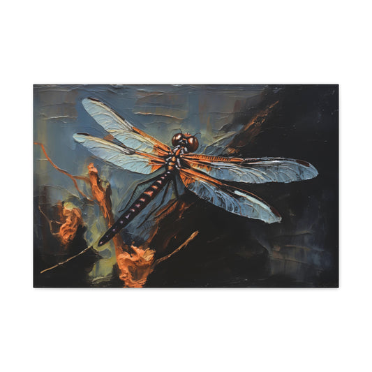 Dragonfly on the Water - Impressionist Digital Canvas Art - Digital Oil Painting Artwork - Craftsman Style Wall Art