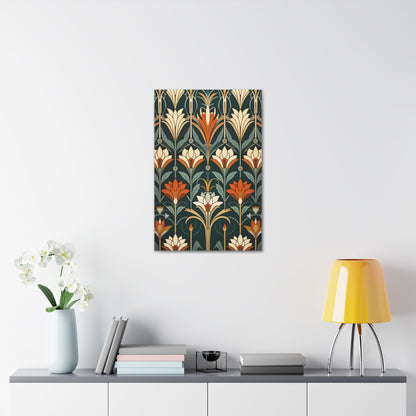 Premium Art Nouveau Geometric Floral Canvas Print - Perfect for Craftsman Style Homes