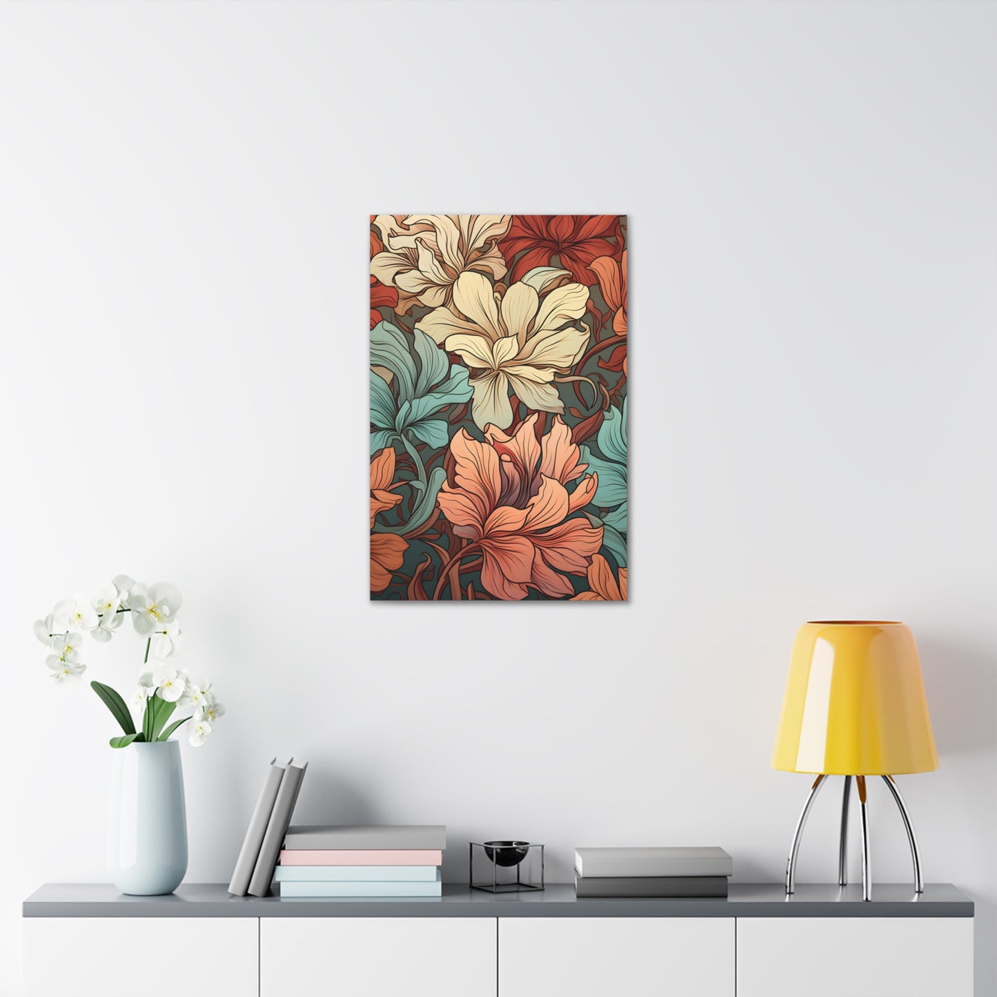 Premium Art Nouveau Floral Canvas Print - Perfect for Craftsman Style Homes